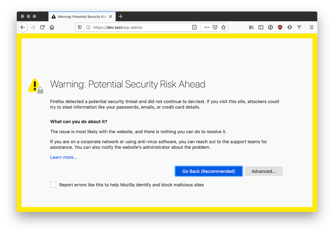 firefox for mac certificates not popping up